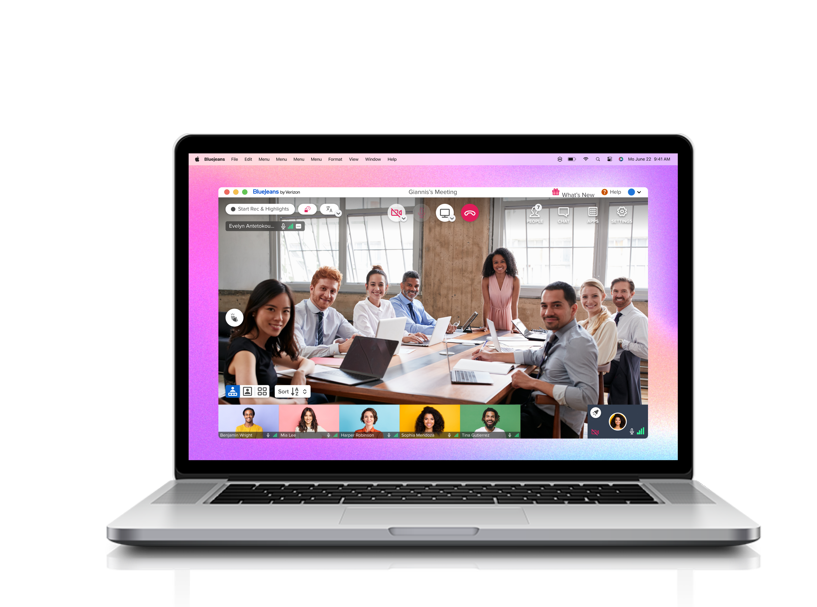 BlueJeans — group meeting mock