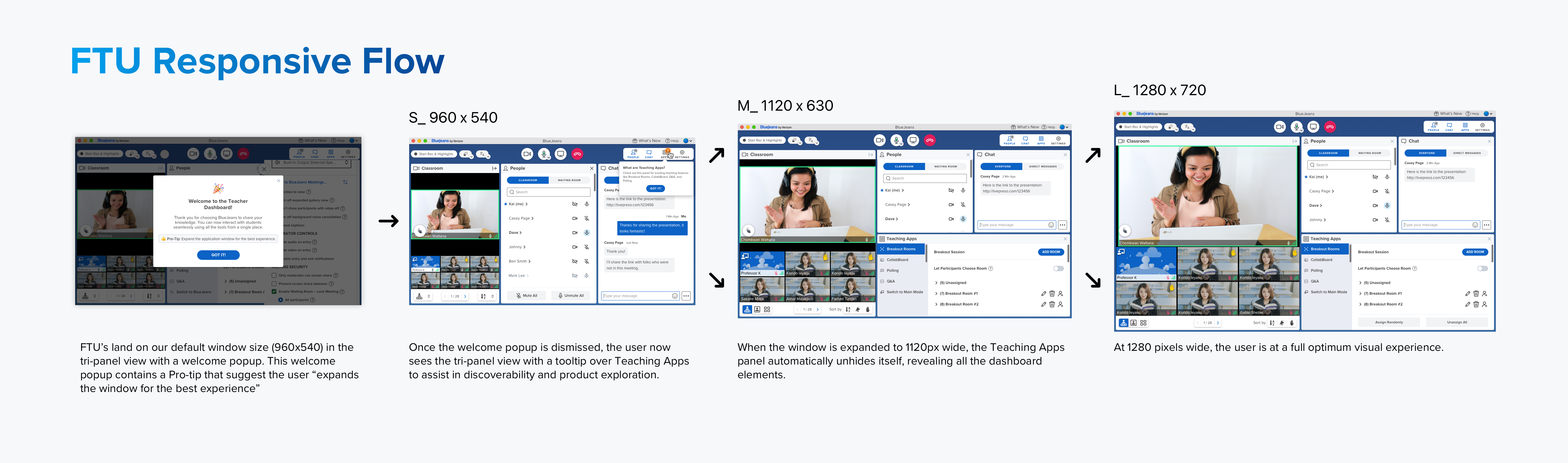 BlueJeans FTU — responsive first-time use experience